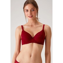 Pierre Cardin Kadın Bordo 6224 Balenli Desteksiz Dantelli Toparlayıcı Sütyen Bordo