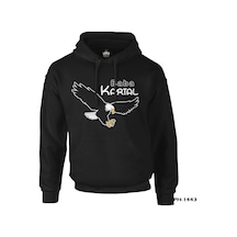 Baba Kartal Siyah Erkek Fermuarsız Kapşonlu