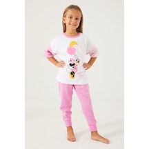 Minnie Mouse Ballons Beyaz Kız Çocuk Kısa Kol Pijama Takım Beyaz