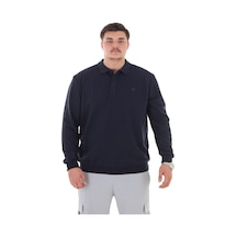 Erkek Büyük Beden 115-155 Kilo Arası İçin Uygun Uzun Kol Polo Yaka Mevsimlik Sweatshirt Lacivert