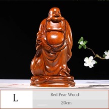 L-4-masif Ahşap Oyma Bez Çanta - Maitreya Buda Figürü Heykeli Siyah Sandal Ağacı, Kırmızı Armut Ağacı Tüm Ahşap Oyma Ev Dekorasyonu