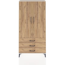 Arges Dolap Tek Raflı 3 Çekmeceli Tek Askılı 88x30x182 Aytaşı-çam Aytası