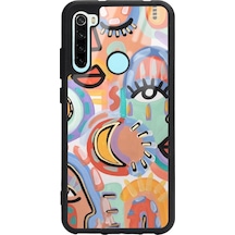 Xiaomi Redmi Note 8 Suluboya Retro Göz Tasarımlı Glossy Telefon Kılıfı Siyah