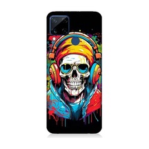 Realme C15 Uyumlu Müzik Dinleyen Kurukafa Desenli Silikon Kılıf