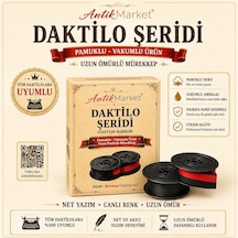 Antik Market Daktilo Şeridi Kırmızı Siyah Çift Makaralı