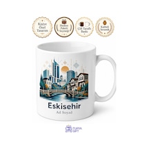 Eskişehir Modern Şehir Baskılı Kupa Bardak Özel Tasarım Hediye Beyaz / Çok Renkli