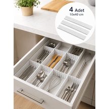 Beylini 4'lü Çekmece Içi Düzenleyici 10x40 Cm Custom Organizer Isteğe Göre Kesilebilir Dolap Makyaj Düzenleyici Beyaz Diğer