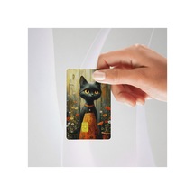 Önlüklü Kedi Temalı Kredi/banka Kartı Kaplama Sticker Tekli Standart
