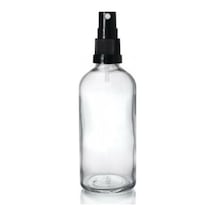 Şeffaf Cam Şişe 100Ml Siyah Sprey Başlıklı 48 Adet