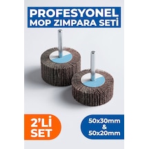 50x30 + 50x20 Mm Saplı Mop Zımpara Seti 2 Adet Matkap Ucu Çapak Alma Zımparası