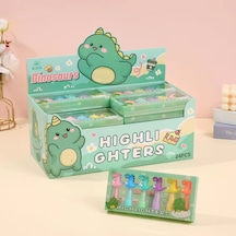 Highlighter Fosforlu Kalem 6'lı Set Dinazor Desenli Çok Renkli