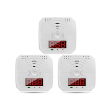 Tenfowee Co Alarm Cihazı 3'lü Paket - Hızlı Tespit, Lcd Ekran, Led Işık Ve Sesli Alarm - Ev, Şömine, Gaz Tesisleri İçin - Pil Yok Wj-co998