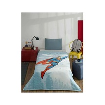 Lisanslı -süperman Hero- Tek Kişilik Çocuk Battaniye 150x200 Mavi