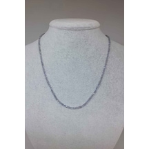 Labradorit Taşı Küp Şekilli 2.5mm Kolye (Sabit Klipsli) Gümüş