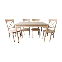 Masa-sandalye Çapraz Takım Model Ham Kayın Klasik Aslan Ayak Ve Açılır Tabla Torna El Yapım