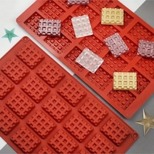 Silikon Waffle Kalıbı, Çikolata Kalıbı, Bisküvi Kalıbı Ve Kurabiye Kalıbı Mini Kare Kahverengi