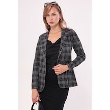 Armonika Kadın Füme Tek Düğmeli Ekose Ceket Arm-19k001131 Armonika Kadın Füme Tek Düğmeli Ekose Ceket Arm-19k001131