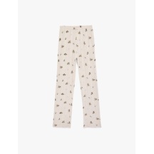 Koton Desenli Beli Lastikli Slim Fit Pijama Altı Bej Desenli 6slk40067mk Ekru Desenli