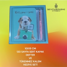 10x15 Cm Çizgili 120 Sayfa Sert Kapak Defter Ve Tükenmez Kalem Hediye Seti Mavi