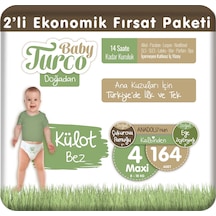 Baby Turco Doğadan 2'li Ekonomik Fırsat Paketi Külot Bez 4 Numara Maxi 164 Adet