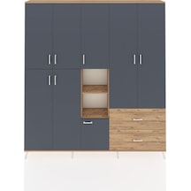 Arges Dolap 12 Raflı 2 Çekmeceli Tek Askılı 220x30x243 Çam-antrasit/çam Antrasıt/atlas Çam