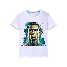 Magors Stil-x Crıstıano Ronaldo Baskılı Bisiklet Yaka Erkek Çocuk Ve Genç Tshırt Beyaz-4