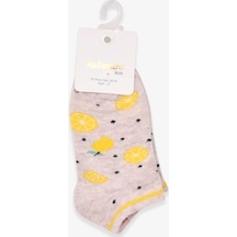 Katamino Breeze Kız Çocuk Patik Çorap Limon Desenli Bej (1-2-7-8 Yaş)