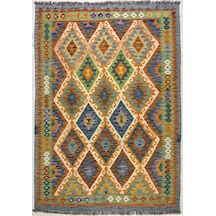 El Dokuma Afgan Kilim 100% Yün Kök Boya Elsanat Eserı İle Harıka Desenlı Çok Renkli
