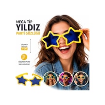 Mega Tip Yıldız Parti Gözlüğü Sarı Renk Yetişkin