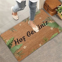 Valerine Life Tropikal Yaprağı Ve Beyaz Hatmi Çiçeği Hoş Geldiniz Kapı Önü Paspası 45 x 70 CM