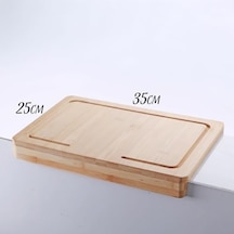 Tezgah Üstü Bambu Kesme Tahtası, Kaymaz Ekmek Tahtası, Kenarlı Kesme Tepsisi Orta Boy 35cm 25cm - Tezgah Üstü Bambu Kesim Panosu Antibakteriyel Ve Hijyenik, Dayanıklı Ve Sağlam. 12v