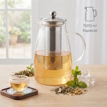 Sürahisi - 1500 Ml - Paslanmaz Çelik Filtre - Cam
