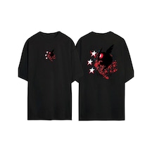 Thewert Unisex Akame Ga Kill Ön Arka Baskılı Sıyah Oversize T-shirt Siyah