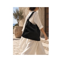 Nura Collection Kadın Siyah Süet Büyük Boy Omuz Çantası Siyah - 919279889 Siyah