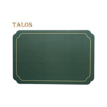 Mavi Dikdörtgen Suni Deri Servis Altlığı Modern Su Geçirmez Isıya Dayanıklı Kaymaz Isı Yalıtımı Bulaşık Makinesinde Yıkanabilir Mavi