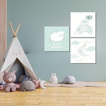 Gaagart 3'lü Kare Kanvas Çocuk Odası Koyun Fil Ve Ay Tablo Seti 40 X 40 Gartnm2040 -