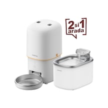 Haustier Pwf Akıllı Beslenme İstasyonu, Akıllı Kedi Mama Kabı & Kedi Su Sebili İkisi Bir Arada Avantaj Set, Pf02 Akıllı Mama Kabı, Wf007l Otomatik Kedi Su Sebili, Combo Set Beyaz