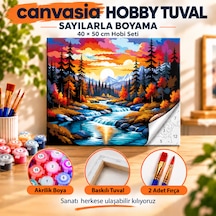 Sayılarla Boyama Numaralı Tuval Seti Boya Fırça Dahil 40x50 Cm Renklerin Vadisi
