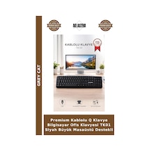 Premium Kablolu Q Klavye Bilgisayar Ofis Klavyesi Tk01 Siyah Büyük Masaüstü Destekli
