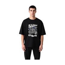 Paybuy Erkek Oversize Motosiklet Kültürü Baskılı Tişört Retro Biker Kulü
