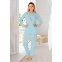 Sistina Mavi - 806 - Penye Pijama Takımı - 1631 - - Edntrend - Beden S/m MİNT YEŞİLİ