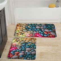 Rovigo Home Baskılı Kaymaz Taban 2'Li Banyo Paspas Takım Rvg5038-100x60-60x50 Çok Renkli