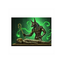Antik Tanrı Anubis Dekoratif Ahşap Tablo