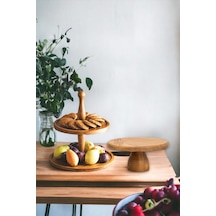 Justwood 2 Li 2 Katlı Kek Stantı Ve 25/10 Cm Lucca Pasta Sunumluk