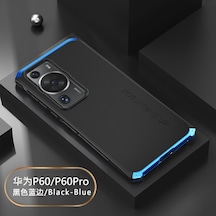 Wupinpai Huawei P60 Pro Uyumlu Magsafe Siyah-mavi Kenarlı İnce Kılıf Siyahmavi Kenar