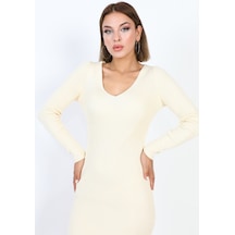 Basıc Triko Elbise 23aj0038 - Bej