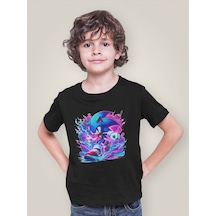 Sevbano Tasarım Süper Sonic Baskılı Unisex Çizgi Film Çocuk Tişört 1-12 Siyah