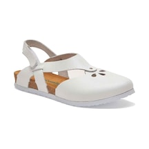 Comfortfusse Megan - Kadın Ortopedik Hakiki Deri Sandalet Beyaz