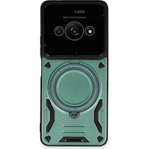 Uryport Xiaomi Poco C61 Kılıf Joy Lens Standlı Kapak - Koyu Yeşil