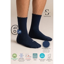 Socketta Erkek Spor Dikişsiz Havlu Taban 6'lı Premium Tenis Soket Çorap Lacivert